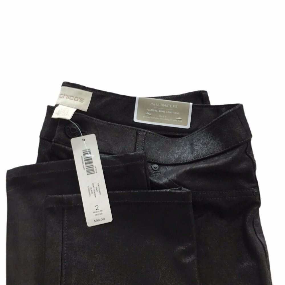Women's Chico's Black Suede Jeggings Size 2 (Reg Size 12/L)